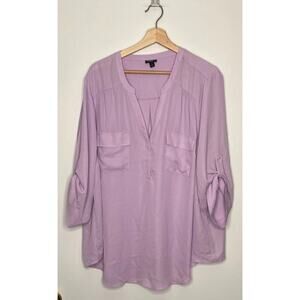Torrid Harper Lilac Purple Roll-Tab Sleeve Blouse Size 3X